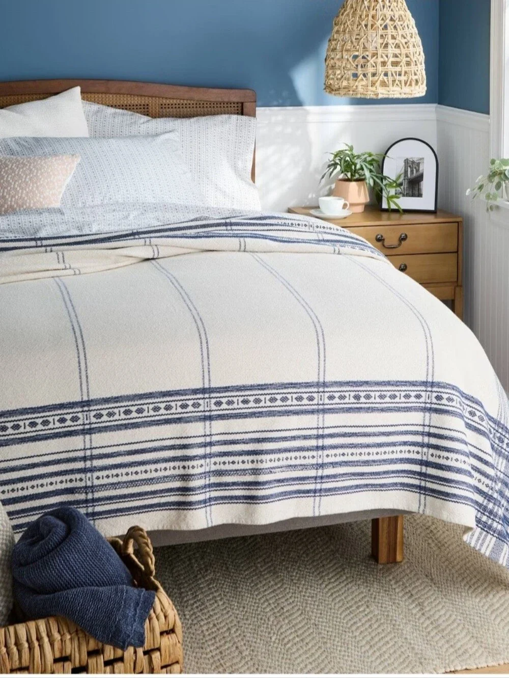 Threshold Full/Queen Yarn Dyed Plaid Cotton Blanket Ivory